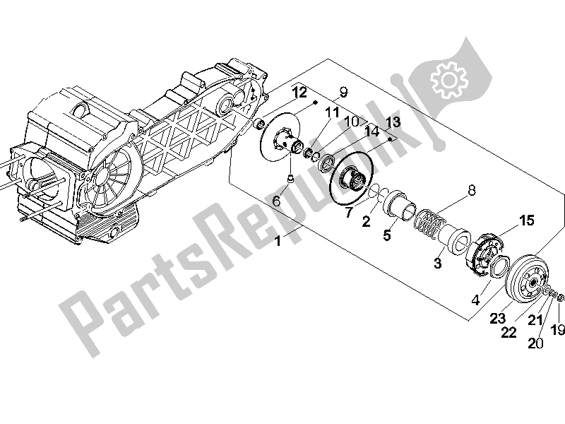 All parts for the Driven Pulley of the Piaggio Beverly 400 IE E3 2006