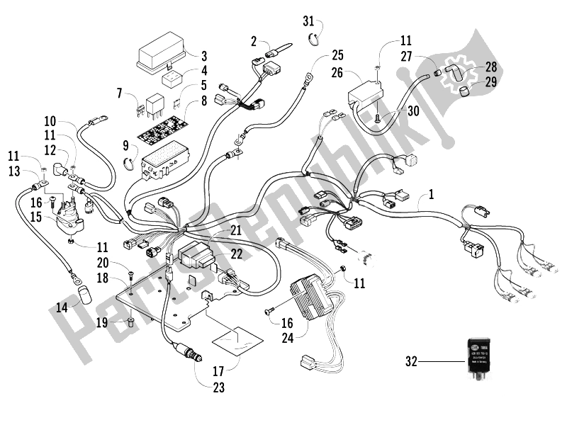 All parts for the Main Cable Harness of the Piaggio Trackmaster 400 Passo Corto 2006