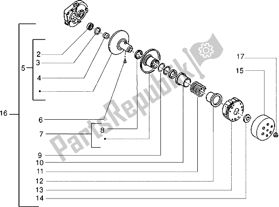 Tutte le parti per il Puleggia Condotta del Piaggio ZIP Fast Rider RST 50 1996