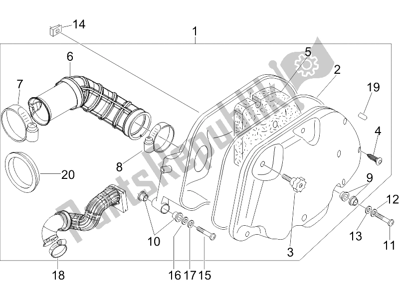 All parts for the Air Filter of the Piaggio X9 250 Evolution 2006