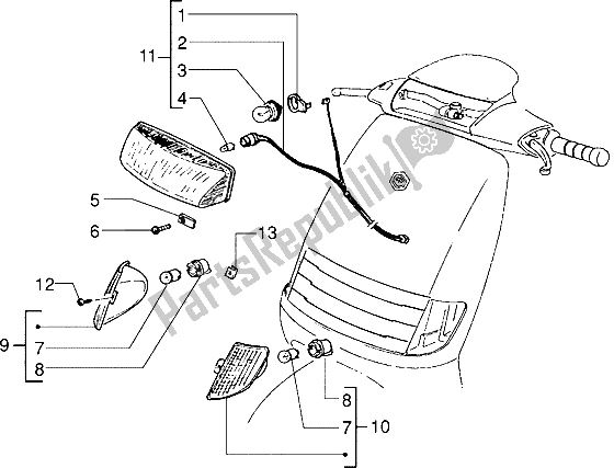 All parts for the Headlamp of the Piaggio Skipper 125 1995