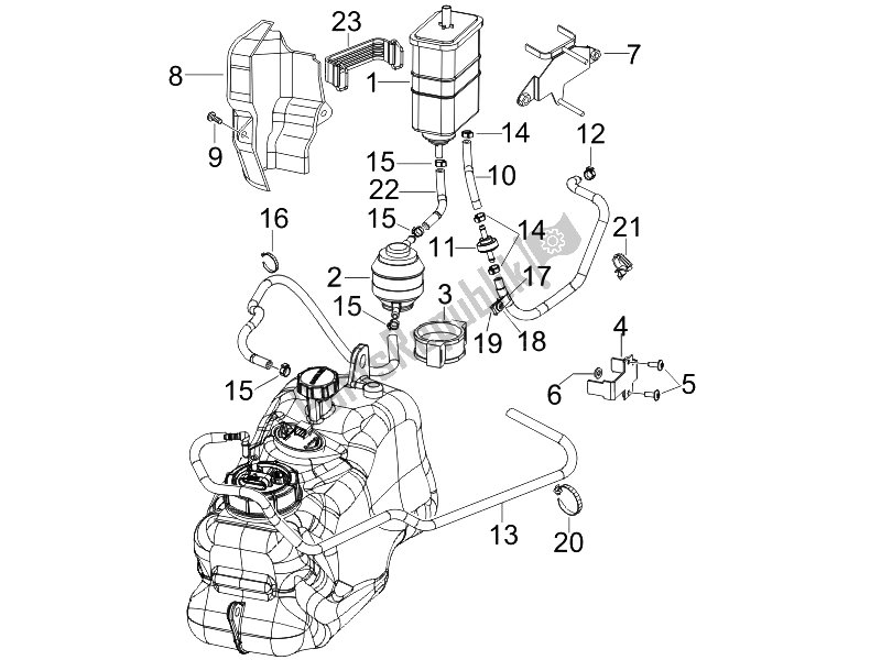 Toutes les pièces pour le Système Anti-percolation du Piaggio MP3 500 USA 2007