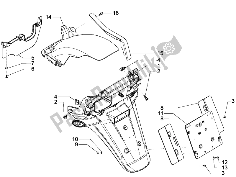 Todas las partes para Cubierta Trasera - Protector Contra Salpicaduras de Piaggio MP3 500 LT Sport 2014