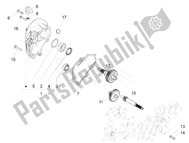 Todas as partes de Unidade De Redução do Piaggio Liberty 125 Iget 4T 3V IE ABS Asia 2015