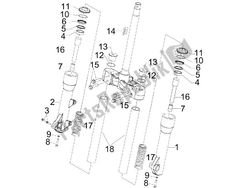 Toutes les pièces pour le Composants De La Fourche (kayaba) du Piaggio Beverly 500 2005