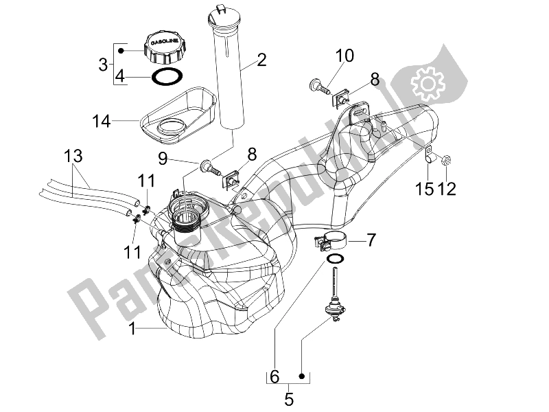 All parts for the Fuel Tank of the Piaggio Liberty 150 4T Sport E3 2008