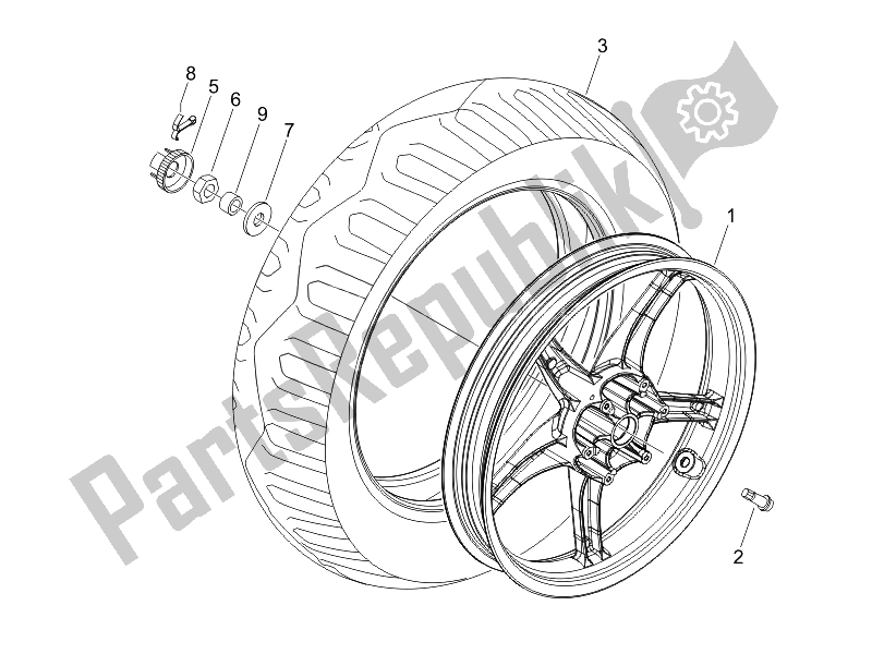 Toutes les pièces pour le Roue Arrière du Piaggio FLY 125 4T 2007