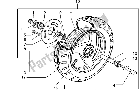 All parts for the Front Wheel of the Piaggio NRG MC3 50 2002
