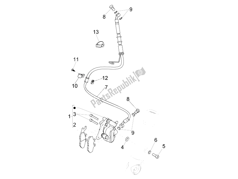 All parts for the Brakes Pipes - Calipers of the Piaggio FLY 125 4T 3V IE E3 DT 2014