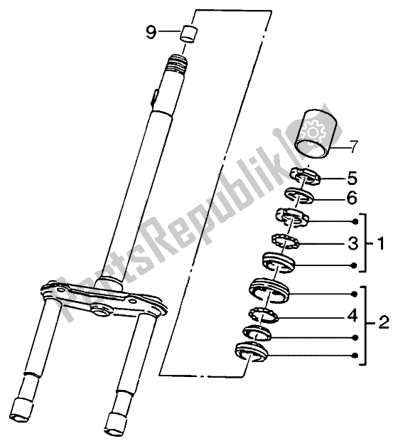 All parts for the Steering Bearing Ball Tracks of the Piaggio Liberty 50 2T RST 2004