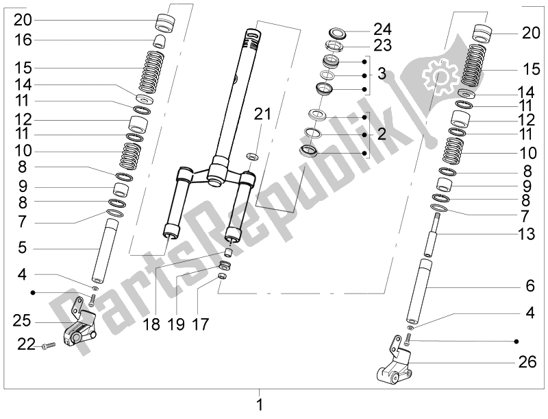 All parts for the Fork/steering Tube - Steering Bearing Unit of the Piaggio NRG Power DD Serie Speciale 50 2007