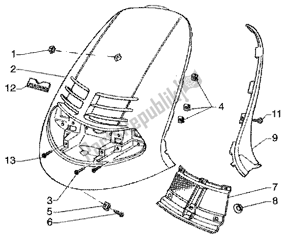 All parts for the Shield of the Piaggio Super Hexagon GTX 125 2003