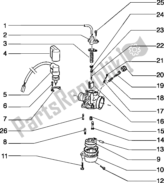 Toutes les pièces pour le Carburateur (2) du Piaggio Typhoon 50 1999