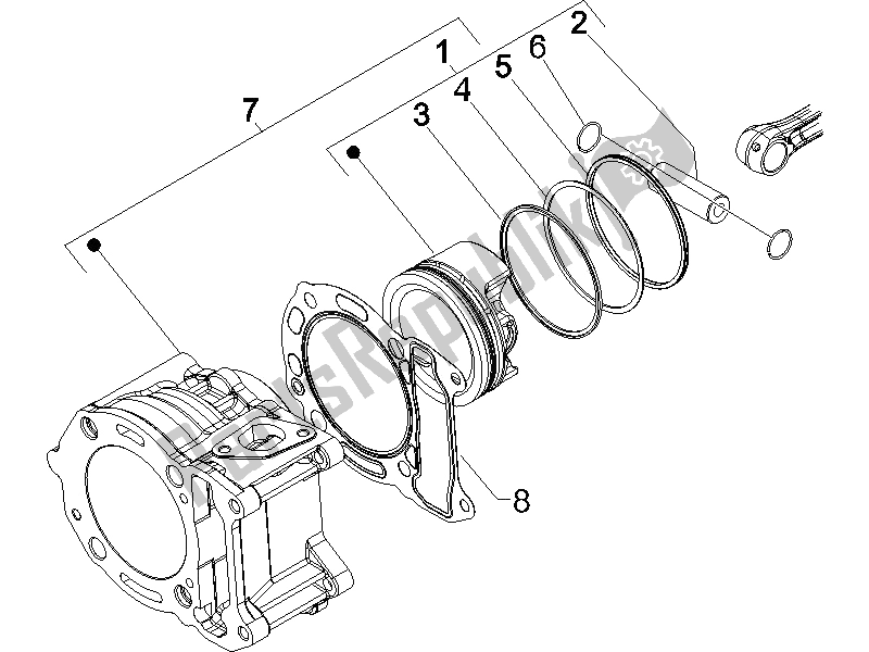 Toutes les pièces pour le Unité Cylindre-piston-axe De Poignet du Piaggio X8 125 Potenziato 2005