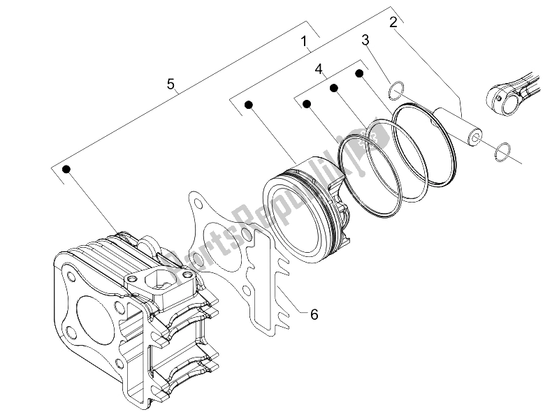 Toutes les pièces pour le Unité Cylindre-piston-axe De Poignet du Piaggio Liberty 200 4T E3 2006