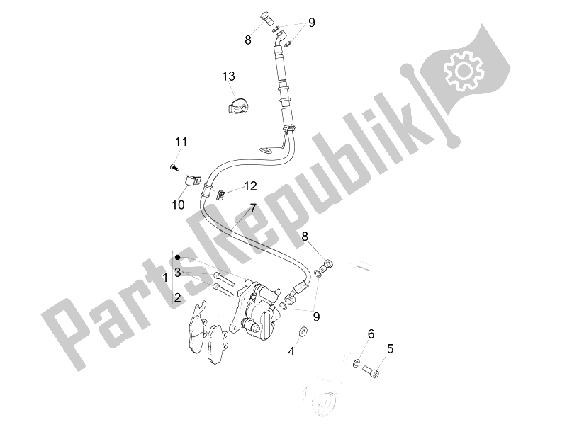 All parts for the Brakes Pipes - Calipers of the Piaggio FLY 150 4T E2 E3 Vietnam 2012