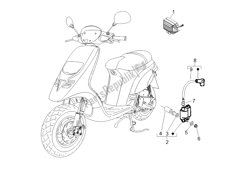 All parts for the Voltage Regulators - Electronic Control Units (ecu) - H. T. Coil of the Piaggio Typhoon 50 2T E2 2009