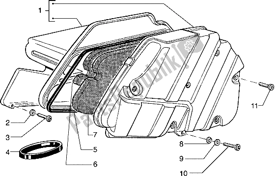 Alle onderdelen voor de Luchtfilter van de Piaggio Hexagon 125 1996