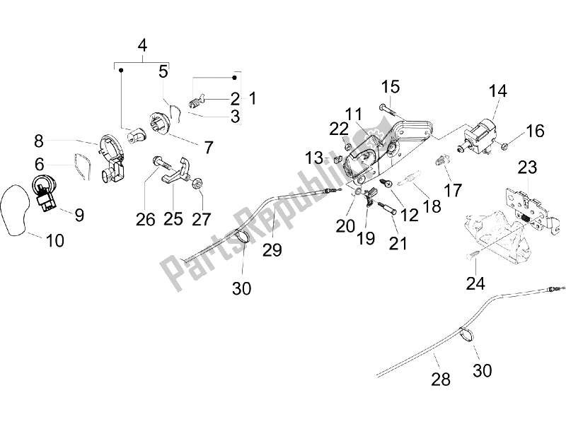 Toutes les pièces pour le Serrures du Piaggio Beverly 125 2005