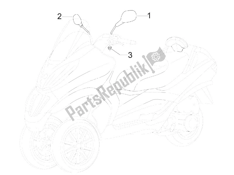 Toutes les pièces pour le Miroir (s) De Conduite du Piaggio MP3 300 IE Touring 2011