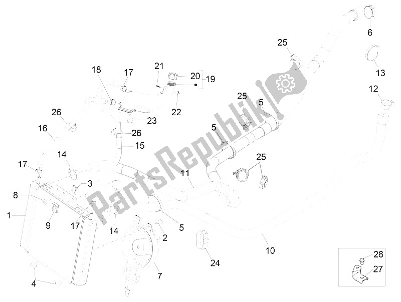 Tutte le parti per il Sistema Di Raffreddamento del Piaggio MP3 300 IE E4 LT Business Sport ABS EU 2016