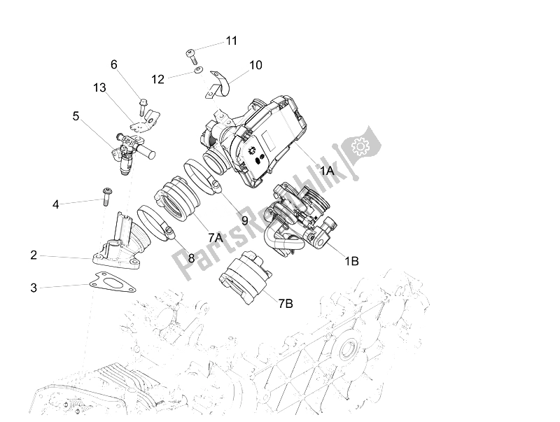 All parts for the Throttle Body - Injector - Union Pipe of the Piaggio Liberty 150 4T 3V IE LEM Vietnam 2014