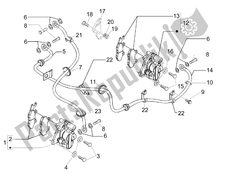 All parts for the Brakes Pipes - Calipers of the Piaggio BV 250 Tourer USA 2008