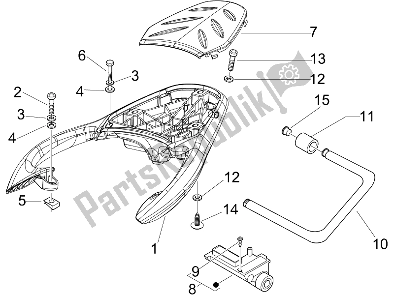 All parts for the Rear Luggage Rack of the Piaggio BV 250 USA 2006