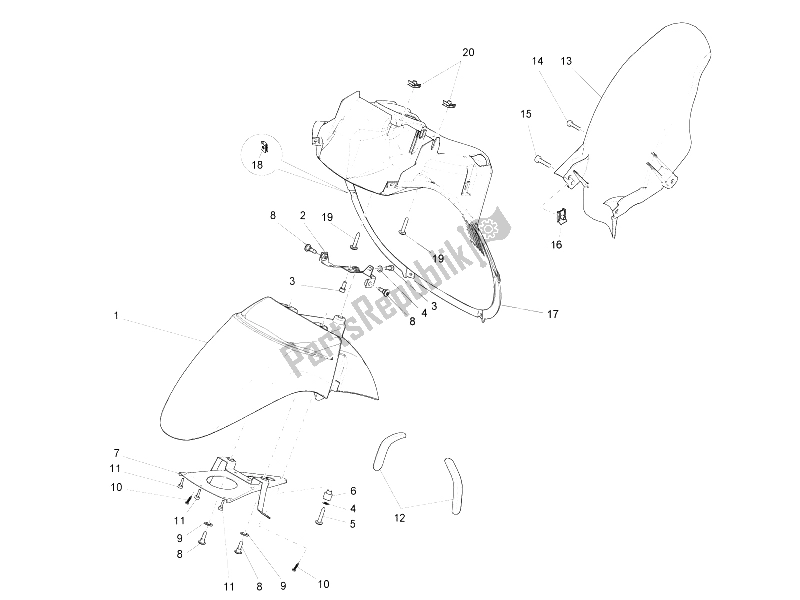 Toutes les pièces pour le Logement De Roue - Garde-boue du Piaggio Carnaby 300 4T IE Cruiser 2009