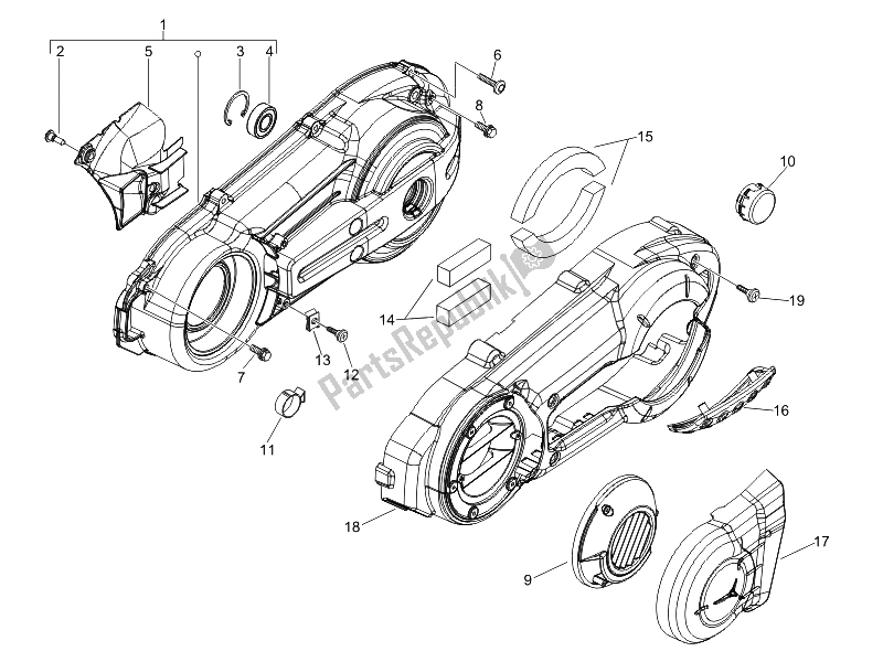 All parts for the Crankcase Cover - Crankcase Cooling of the Piaggio MP3 500 Sport USA 2010