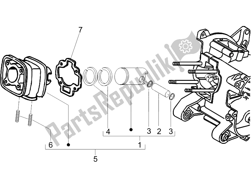 Toutes les pièces pour le Unité Cylindre-piston-axe De Poignet du Piaggio NRG Power DD 50 2007