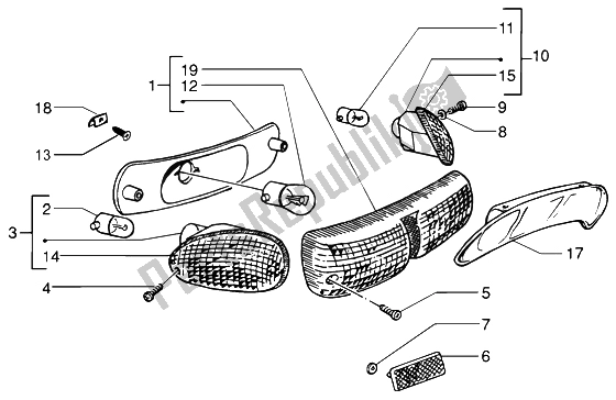 All parts for the Rear Tail Lamp of the Piaggio NRG MC3 DT 50 2004