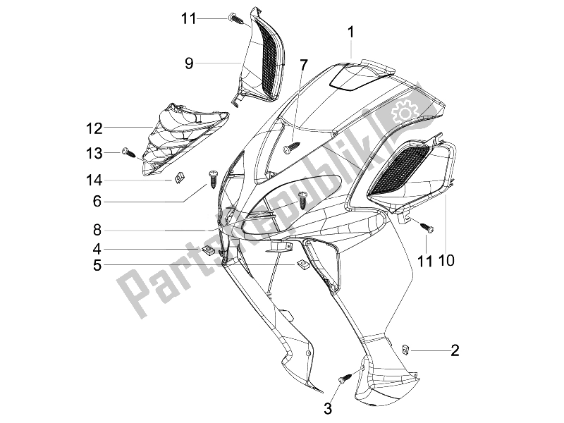 Toutes les pièces pour le Bouclier Avant du Piaggio NRG Power DT Serie Speciale 50 2007