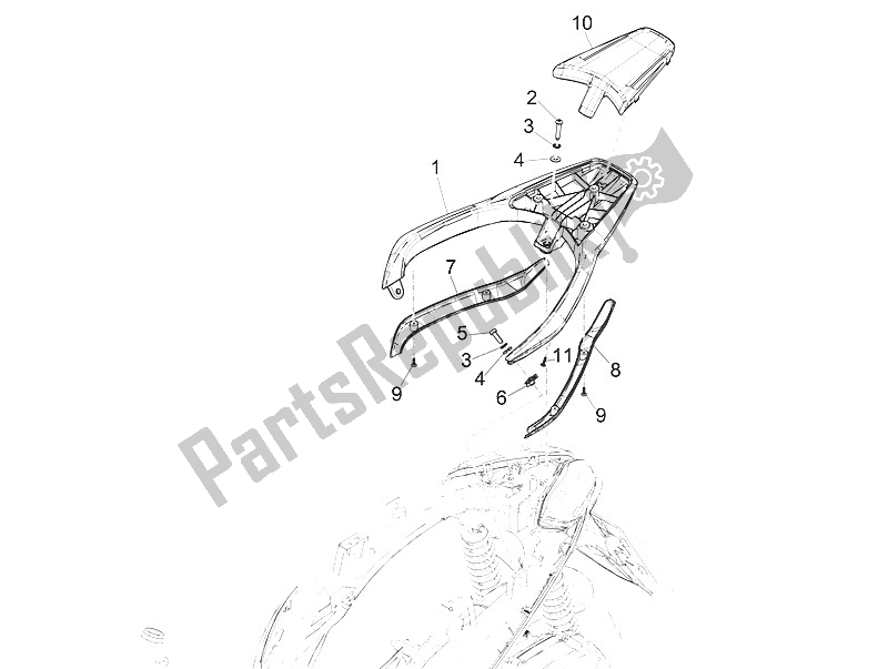 Toutes les pièces pour le Porte-bagages Arrière du Piaggio Medley 150 4T IE ABS 2016