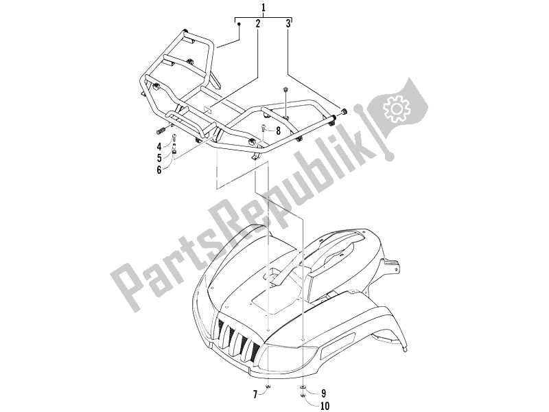 All parts for the Front Luggage Rack of the Piaggio Trackmaster 400 Passo Corto 2006