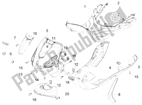 Toutes les pièces pour le Aileron-planche Avant-spoiler du Piaggio FLY 50 4T 2004