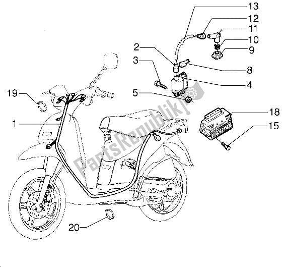 Tutte le parti per il Dispositivi Elettrici del Piaggio Free 100 2004