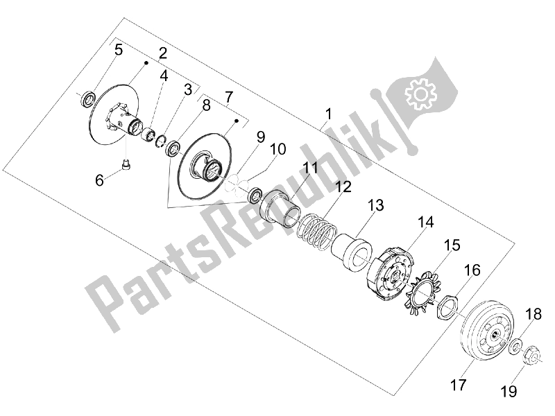 Tutte le parti per il Puleggia Condotta del Piaggio BV 300 IE Tourer USA 2009