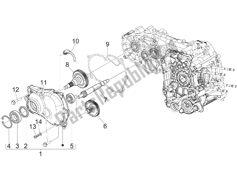 Toutes les pièces pour le Unité De Réduction du Piaggio MP3 125 IE Touring 2011