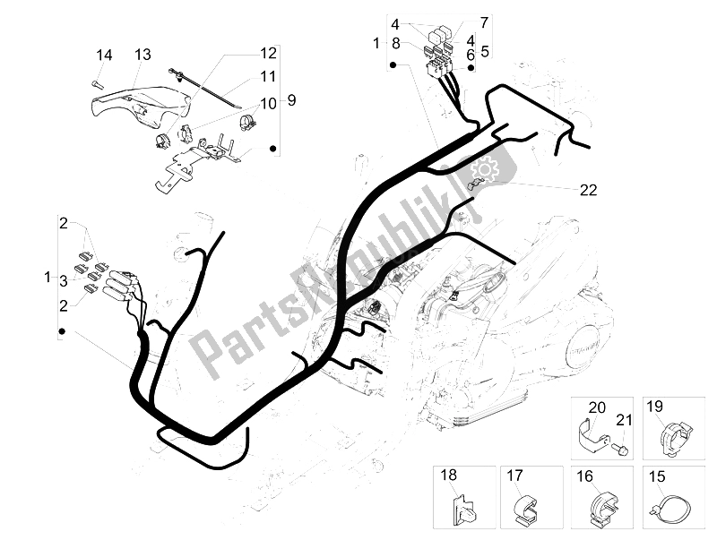 Toutes les pièces pour le Faisceau De Câbles Principal du Piaggio Liberty 125 Iget 4T 3V IE ABS Vietnam 2015