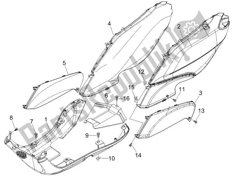 Toutes les pièces pour le Couvercle Latéral - Spoiler du Piaggio FLY 125 4T 2006