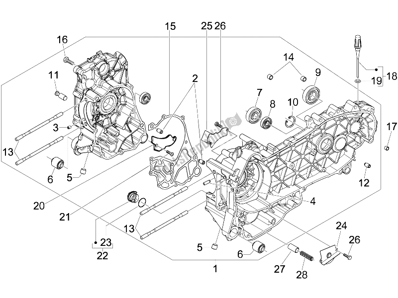 Toutes les pièces pour le Carter du Piaggio Carnaby 250 4T IE E3 2008