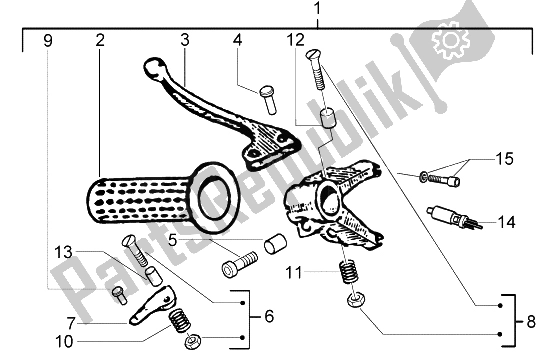 All parts for the Rear Brake Lever Holder of the Piaggio Ciao 50 2002