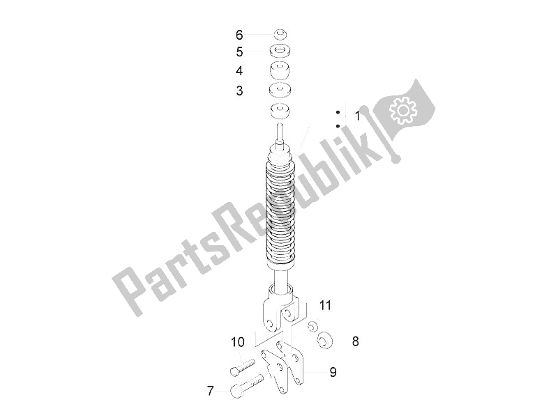 All parts for the Rear Suspension - Shock Absorber/s of the Piaggio FLY 150 4T 3V IE USA 2016