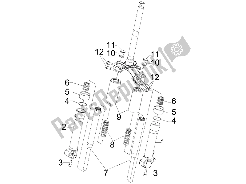 Toutes les pièces pour le Composants De La Fourche (escortes) du Piaggio Liberty 50 4T Sport 2007