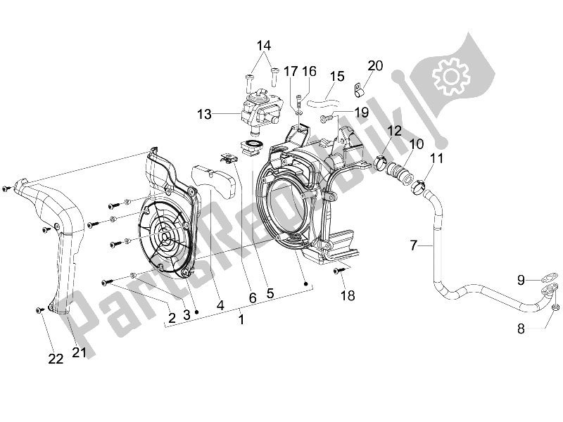 All parts for the Secondary Air Box of the Piaggio FLY 125 4T E3 2009