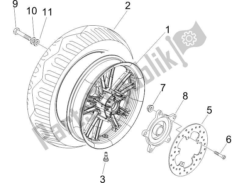 Todas las partes para Rueda Trasera de Piaggio Beverly 250 Cruiser E3 2007