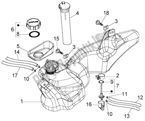 Todas las partes para Depósito De Combustible de Piaggio Liberty 50 4T RST Delivery 2004