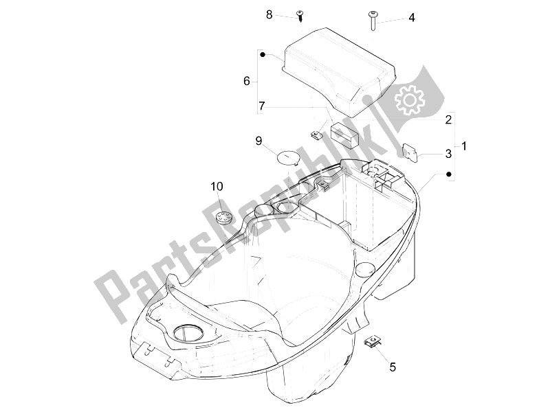 Toutes les pièces pour le Logement De Casque - Sous La Selle du Piaggio Liberty 50 4T MOC 2009