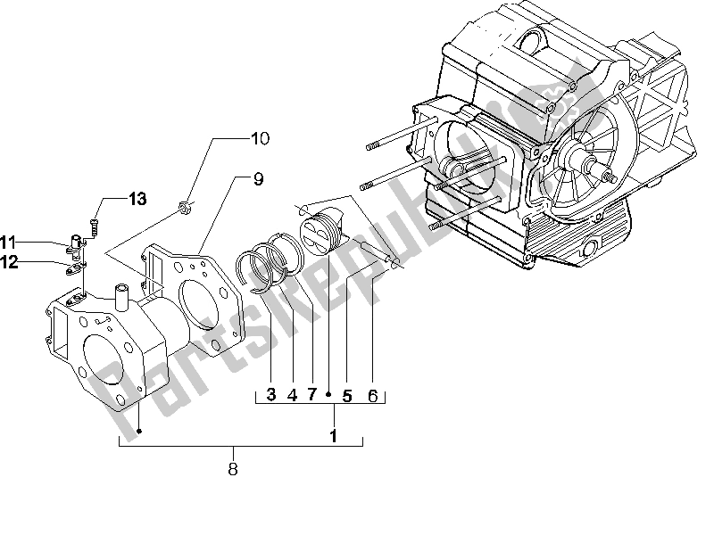 Toutes les pièces pour le Unité Cylindre-piston-axe De Poignet du Piaggio X9 500 Evolution ABS 2 2006